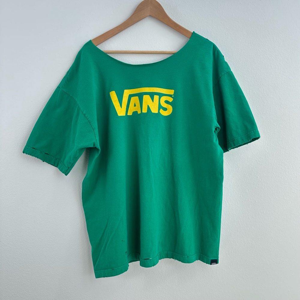 Vans Green Destroyed off the shoulder Tee